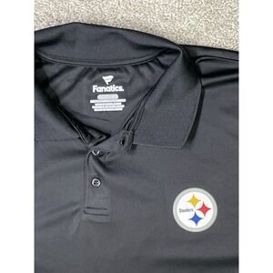 Pittsburgh Steelers Polo Shirt Mens 5XL Black Fanatics NFL Short‎ Sleeve Adult